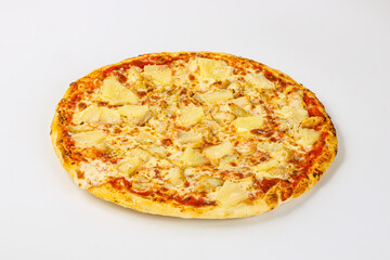 Pizza with chicken and pineapple