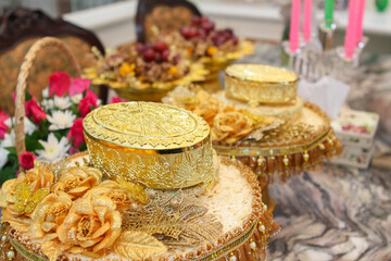 golden gift box in the wedding ceremony