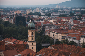 View of Graz city from above, Austria, in summer. Famous touristic european destination