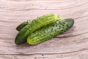 Fersh juicy green cucumbers heap