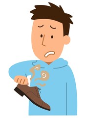 足の臭いに悩む男性1