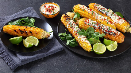Elote, Grilled Mexican Street Corn on a plate