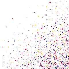 Green Square Celebrate Texture. Flying Circle Isolated. Yellow Carnaval Geometric Background. Red Ribbon Confetti.