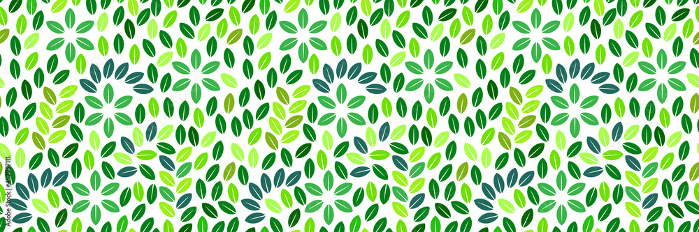 Poster horizontal green leaves seamless design for pattern and background