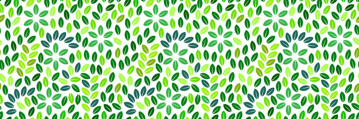 horizontal green leaves seamless design for pattern and background