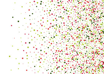 Dot Green Light Wallpaper. Fun Geometric Background. Red Color Rhombus Frame. Square Explosion Illustration.