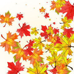 Fototapeta na wymiar Red Foliage Background Beige Vector. Floral Tree Card. Ocher Ground Leaf. Decoration Leaves Design.