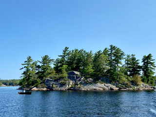 Rocky Island with Pine trees in Georgian Bay Ontario Canada