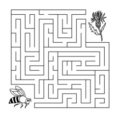 Maze game, take the bee to the flower, help find the way educational game for children