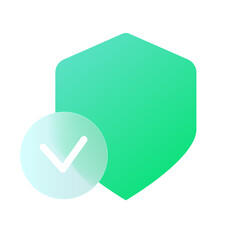 Vector modern trend icon in the style of glassmorphism with gradient, blur and transparency. shield symbol and icon