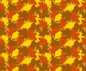 Naklejka na ściany i meble Autumn leaves seamless pattern. Leaves background. Pattern design for textiles, fabric, interior, wallpaper, decoration. Vector.