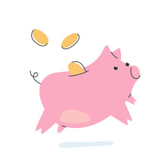 Piggy bank in the coin jump