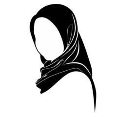 hijab silhouette illustration, a simple flat design