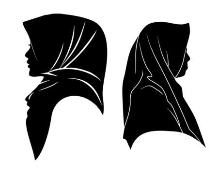 Hijab Silhouette Illustration, A Simple Flat Design