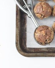 Fototapeta na wymiar scoops of chocolate chip cookie dough 