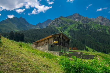 Fototapeta na wymiar Beautiful landscapes from the uplands of Rize in Black Sea region of Turkey. Rize is the most green city of Turkey. Rize is in the eastern part of the Black Sea Region of Turkey