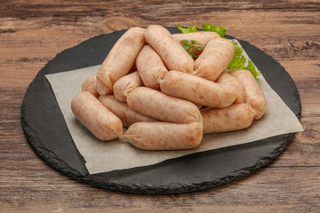 Raw natural chicken baby sausages