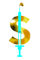 Lettre S de Dollar qui illustre les profits liés à la production de vaccins par les laboratoires