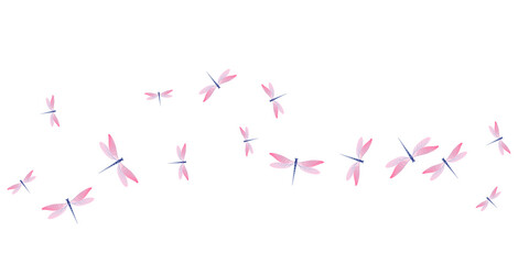 Fairy rosy pink dragonfly flat vector background. Spring pretty damselflies. Decorative dragonfly flat baby wallpaper. Tender wings insects graphic design. Fragile creatures