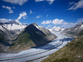 Wallis, Schweiz: Der Aletschgletsch vor Jungfraujoch, Eiger und Mönch
