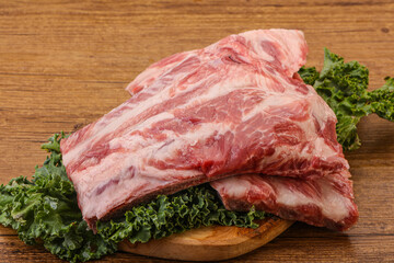 Raw pork ribs for cooking