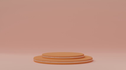 pastel orange minimal round geometric stage podium display decoration, cute backdrop, 3d rendering