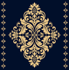 Damask graphic ornament. Floral design element. Gold vector pattern