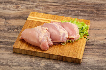 Raw chicken boneless and skinless leg