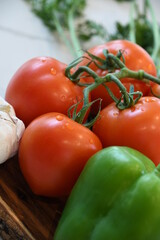 Tomatoes Green Pepper and Garlin