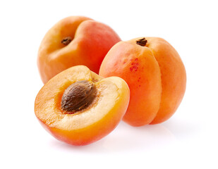 Apricots isolated on white background