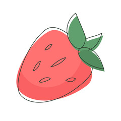 Cartoon stylized strawberry. Hand drawn doodle strawberry. Vector illustration isolated on white background.