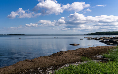 Fototapeta na wymiar idyllic seashore landscape on the Baltic Sea in northern Estonia in Laheema National Park