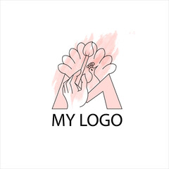 letter M is placed peacock with a loose tail drawn by hand holding a brush