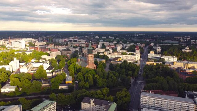 Cathedral of Turku in Finland at sunset.