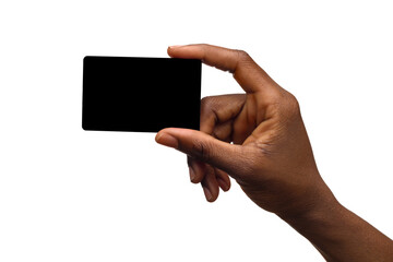 Black Female Hand Holding Empty Black Card