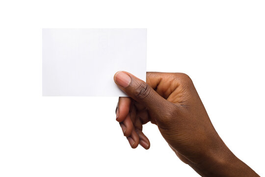 Black Female Hand Holding Empty White Card