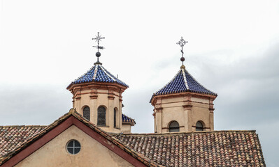 Fototapeta na wymiar blue roof catholic architecture spain