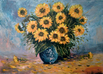 Original oil painting The Sunflowers 