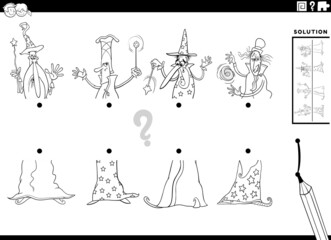 match halves of wizards pictures coloring book page