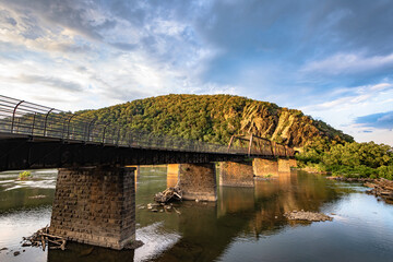 Fototapeta na wymiar Winchester and Potomac Railroad Bridge over the Potomac River in Harper's Ferry, West Virginia.