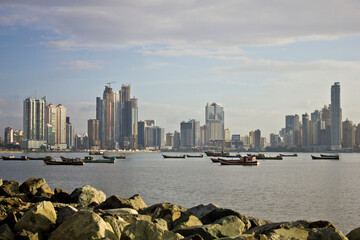 Fototapeta premium Panama City. Stock photo view of Panama City buildings and bay.