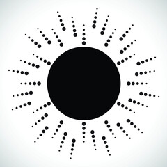 Radial halftone dots in Circle Form for comic books . fireworks Explosion background . Vector Illustration . Sun
round Logo . Circular Design element . Abstract Geometric half tones . Sunburst 