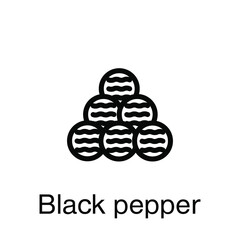 Black pepper vector icon. Seasoning, spice. Trending fragrance. Top notes, scent, perfume, aromatic essence, cream, cosmetics. 