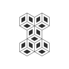 Cube isometric logo concept, 3d illustration, vector. Logotype design template isolated on white background