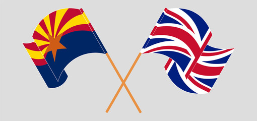 Crossed and waving flags of the State of Arizona and the UK