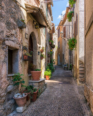 Fototapeta na wymiar Collepardo, beautiful medieval village in the province of Frosinone, Lazio, central Italy.