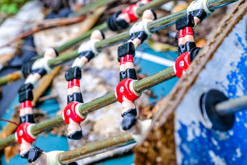 old damaged table soccer - foosball