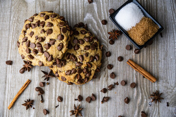 Chucky Chocolate Chip cookies with ingredients