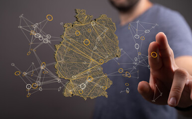 Abstract of germany map network, internet and global connection concept