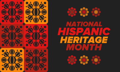 National Hispanic Heritage Month in September and October. Hispanic and Latino Americans culture. Celebrate annual in United States. Poster, card, banner and background. Vector illustration